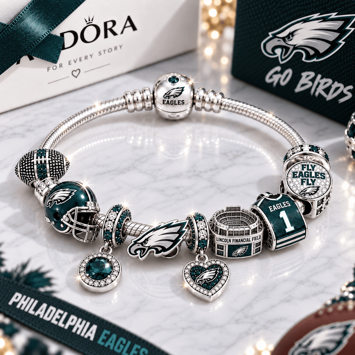 PLDE Silver Charm Bracelet Set BMD