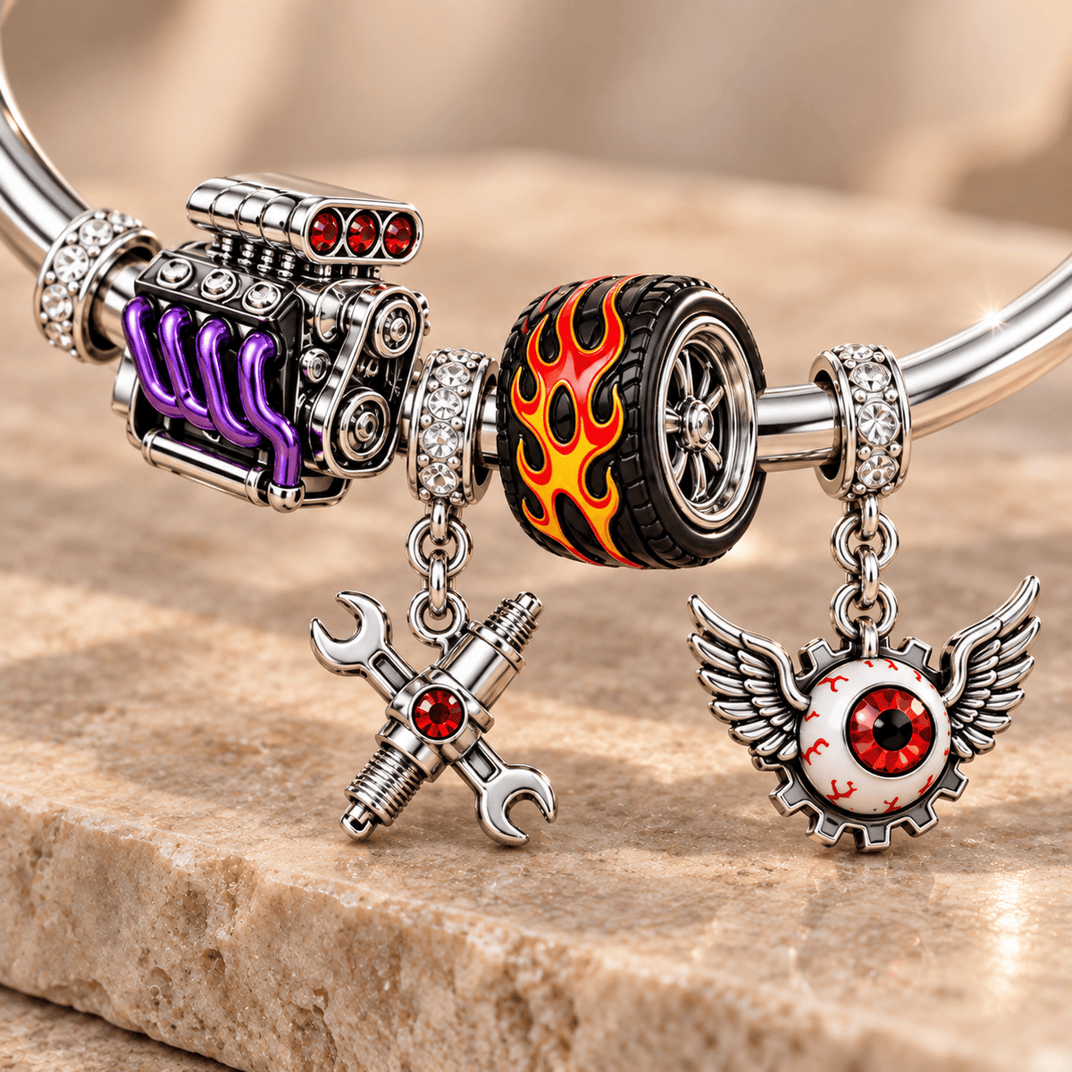 RFK Silver Charm Bracelet Set TMH