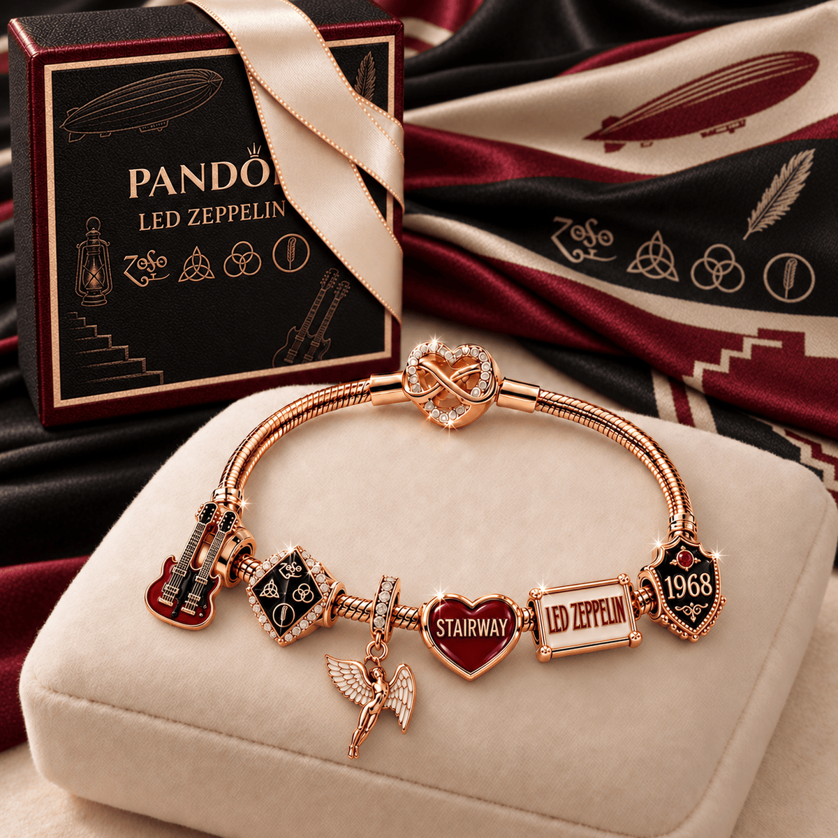 LZPL Rose Gold Charm Bracelet Set TTTT