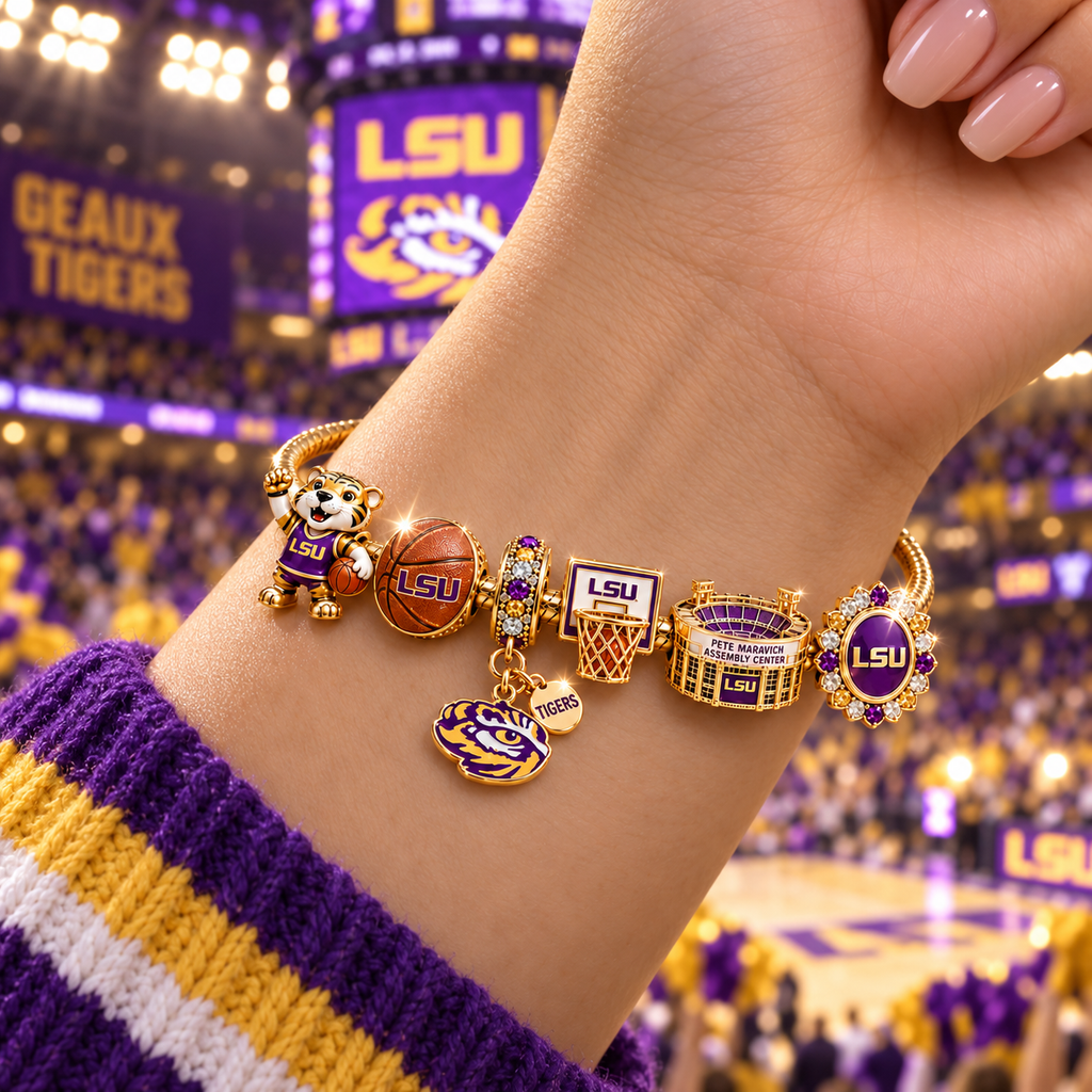 LSU Gold Charm Bracelet Set TTTT