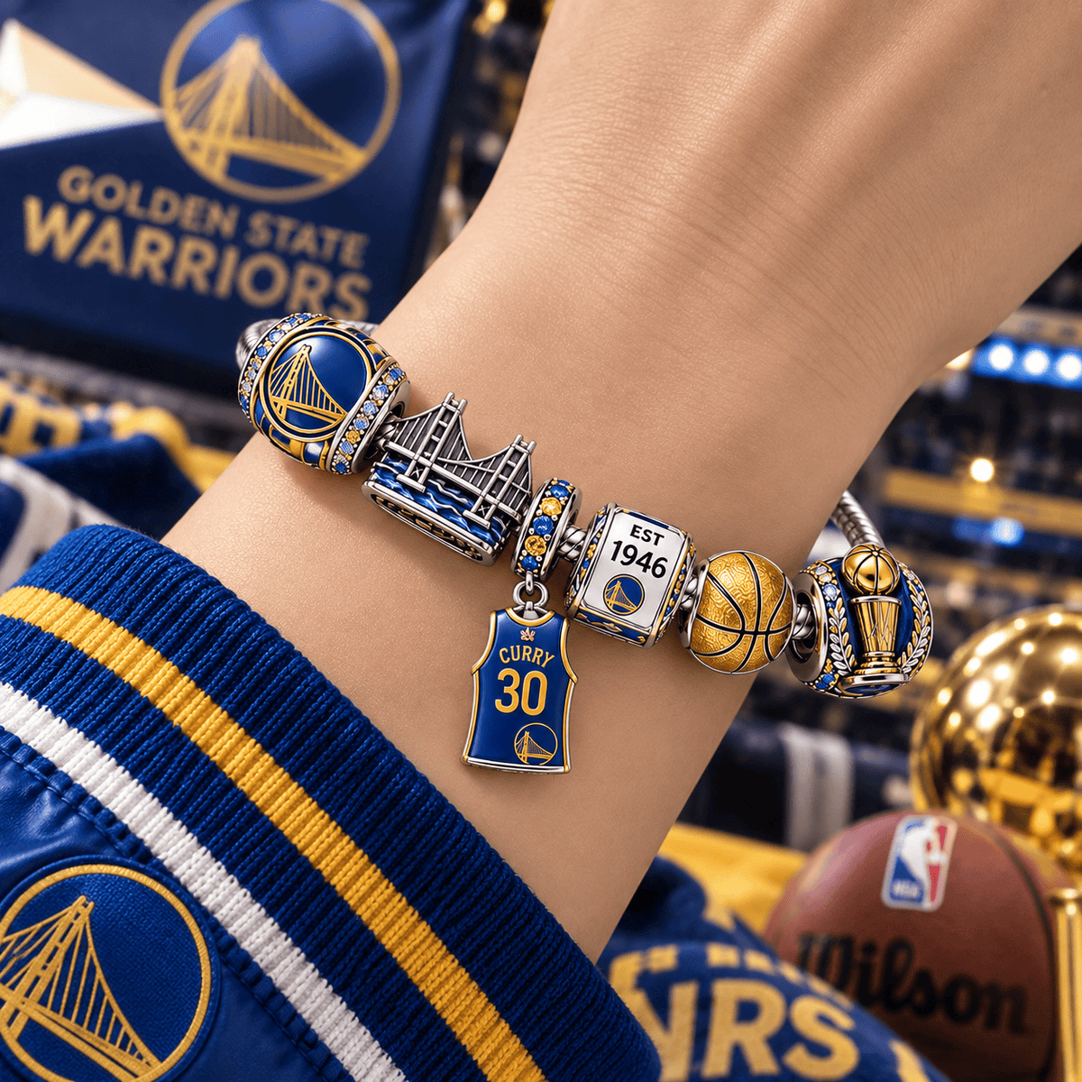 GSW Silver Charm Bracelet Set PTT